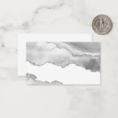Grijze witte marmer Agate Simple Silver Glitter Notitiekaartje (Voorkant / Achterkant in situ)