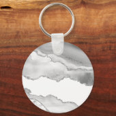 Grijze witte marmer Agate Simple Silver Glitter Sleutelhanger (Voorkant)