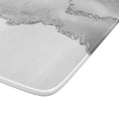 Grijze witte marmer Agate Simple Silver Glitter Snijplank (Hoek)