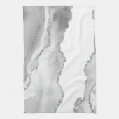Grijze witte marmer Agate Simple Silver Glitter Theedoek (Verticaal)