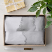 Grijze witte marmer Agate Simple Silver Glitter Tissuepapier (Geschenk)