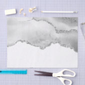 Grijze witte marmer Agate Simple Silver Glitter Tissuepapier (Craft)