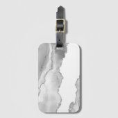 Grijze witte marmer Agate Simple Silver Sparkle Bagagelabel (Voorkant (verticaal))