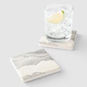 Grijze witte marmer Agate Simple Silver Sparkle Stenen Onderzetter (Zijkant)