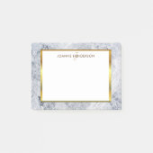 Grijze witte marmer goudmonogram post-it® notes (Voorkant)