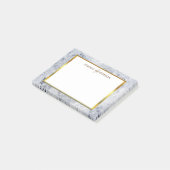 Grijze witte marmer goudmonogram post-it® notes (Schuin)