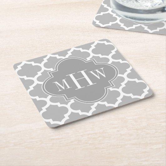 Grijze witte Marokkaan #5 Dk Grijs 3 Initiaal Mono Kartonnen Onderzetters (Schuin)