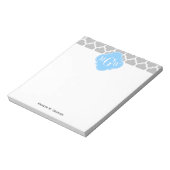 Grijze witte Marokkaan #5 Sky Blue 3 Initiaal Mono Notitieblok (Linkerzijde)