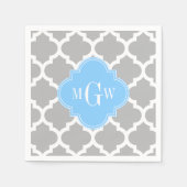 Grijze witte Marokkaan #5 Sky Blue 3 Initiaal Mono Servetten (Voorkant)