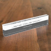 Grijze witte minimale, moderne, vette naambordje (Zijkant)