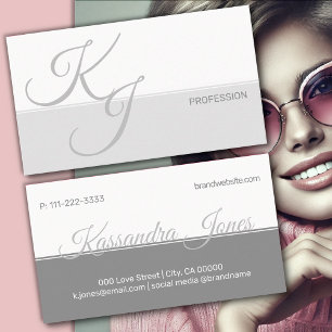 Grijze witte minimalistische handlettertypefunctie visitekaartje