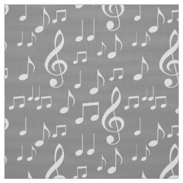 Grijze witte muzieknoten patroonstof stof