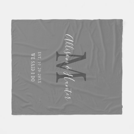 Grijze witte namen Wedding Vast keepomwille Fleece Deken (Voorkant (Horizontaal))