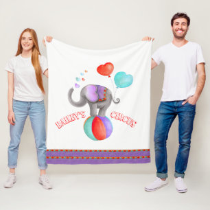 Grijze witte olifant waterverf circusnaam fleece deken