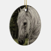 Grijze witte paarden in weide keramisch ornament (Rechts)