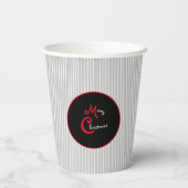 Grijze Witte Pinstripe Rood en Zwart Papieren Bekers (Achterkant)