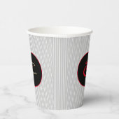 Grijze Witte Pinstripe Rood en Zwart Papieren Bekers (Rechts)