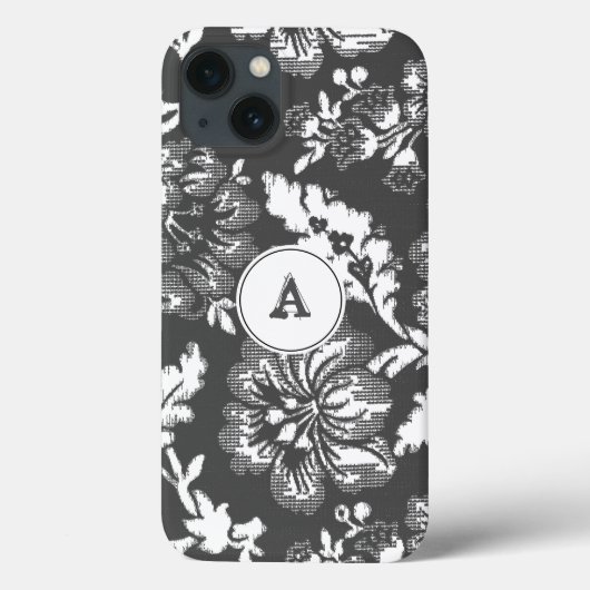 grijze witte platte plaat met monogram Case-Mate iPhone case (Achterkant)