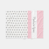 grijze/witte polka punten met roze/witte; geperson fleece deken (Voorkant (Horizontaal))