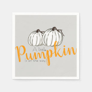 Grijze witte pompoen herfst babyshower servet