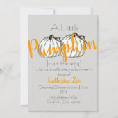 Grijze witte pompoen herfst babyshower uitnodiging (Voorkant)