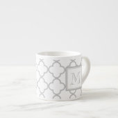 Grijze witte quatrefolie | Uw monogram Espresso Kop (Voorkant rechts)