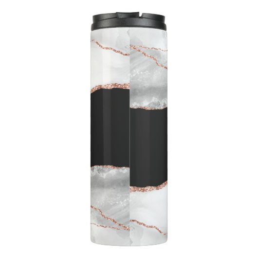 Grijze witte rozenroodbruine roodbruine donkerbrui thermosbeker (Achterkant)