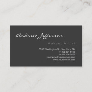 Grijze witte Script Makeup Artiest Visitekaartje