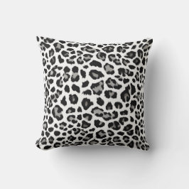 Grijze Witte Sneeuw Leopard Print Kussen