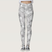 Grijze witte sneeuwvlokken leggings Kerstmis (Voorkant)