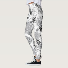 Grijze witte sneeuwvlokken leggings Kerstmis