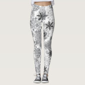 Grijze witte sneeuwvlokken leggings Kerstmis (Voorkant)