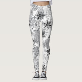 Grijze witte sneeuwvlokken leggings Kerstmis