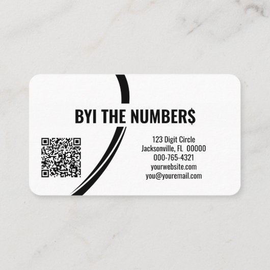 Grijze witte spiraalnummers Aangepaste foto QR-cod Visitekaartje (Achterkant)