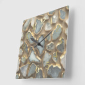 Grijze witte stenen getrimd in goud vierkante klok (Hoek)