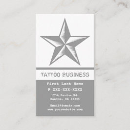 Grijze witte ster tattoo visitekaartjes