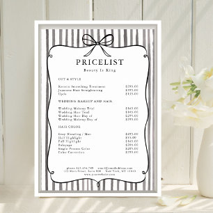 Grijze Witte Streep Vintage Boog Prijslijst Poster