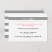 Grijze witte strepen goud, roze trouwerekkaart informatiekaartje (Voorkant / Achterkant)