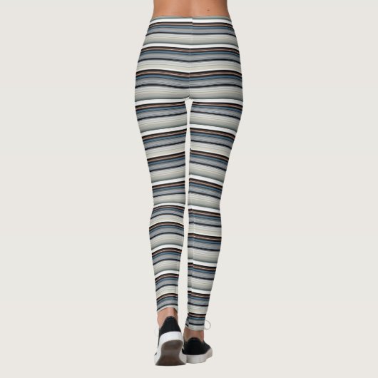 Grijze witte strepen leggings (Achterkant)