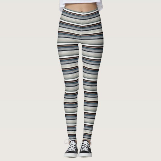 Grijze witte strepen leggings (Voorkant)