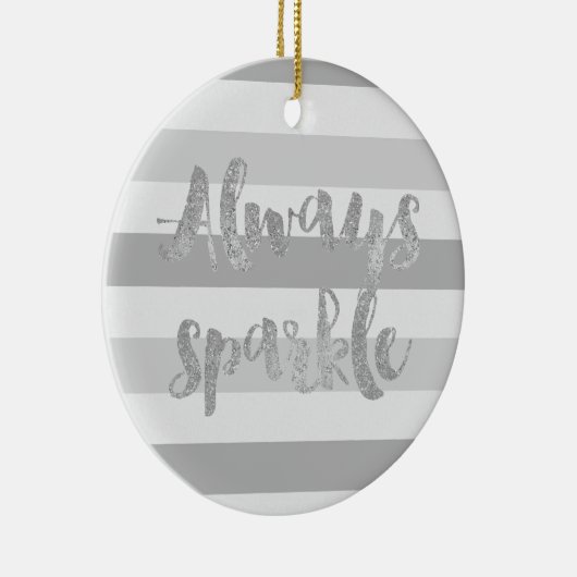 Grijze witte strepen schitteren keramisch ornament (Rechts)