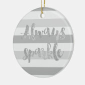 Grijze witte strepen schitteren keramisch ornament (Links)