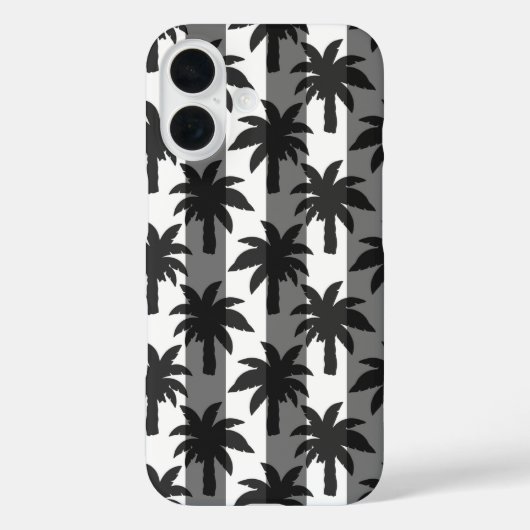 Grijze Witte Tropische Palmbomen Stripes Design Case-Mate iPhone Case (Achterkant)