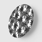 Grijze Witte Tropische Palmbomen Stripes Design Ronde Klok (Hoek)