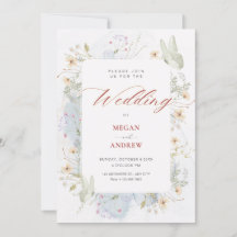 Grijze witte wilde bloemen waterverf bruiloft