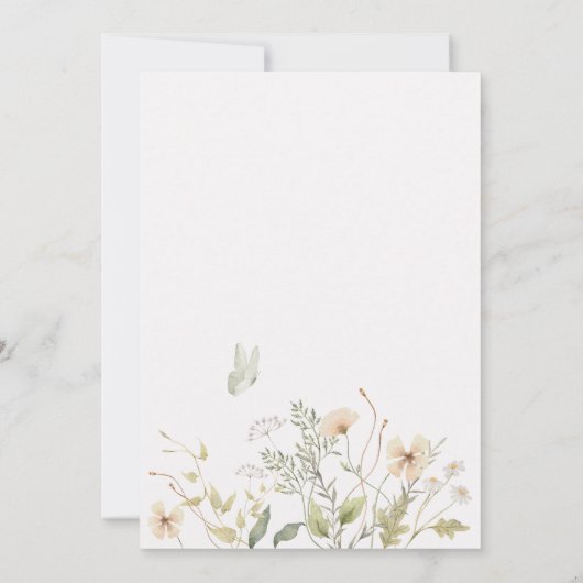 Grijze witte wilde bloemen waterverf doop kaart (Achterkant)