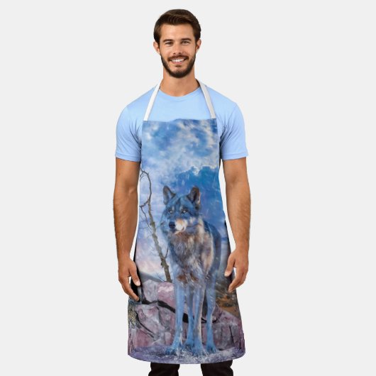 Grijze Wolf ANTWOORD OP DE VRAAG Schort (Gedragen)