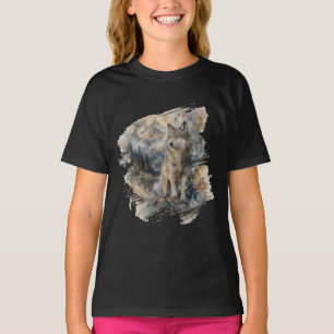 Grijze Wolf Aquarel Bergen Wildernis T-shirt