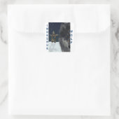 GRIJZE WOLF & ARCTISCHE INUKSHUK Wildlife Supporte Vierkante Sticker (Tas)