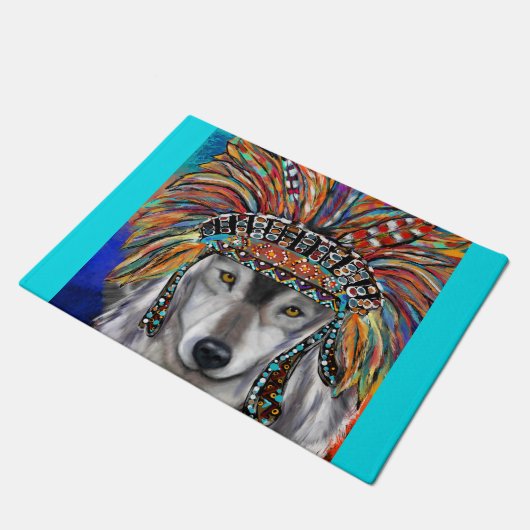 Grijze Wolf Art Deurmat (Schuin)